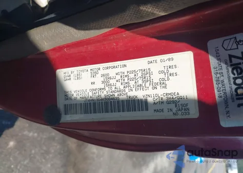 1989 Toyota Pickup 1/2 Ton Ex Lng Whlbse Dlx z USA, uszkodzony, nr VIN JT4VN13D4K5004635